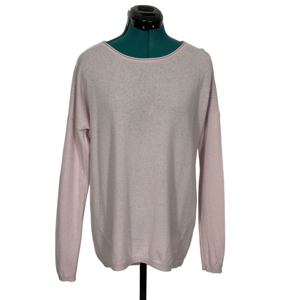 Vince Sweater Mesh Back Cashmere Blend Pullover Small Pink Long Sleeve‎ Relaxed